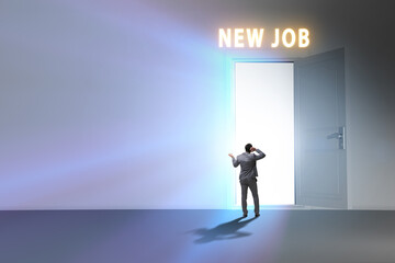 New job concept with open door