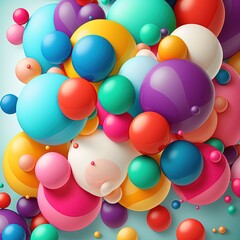 Fototapeta na wymiar Background with a group of colorful balloons. Digital illustration