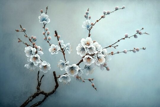 illustration,beautiful plum blossoms,generative ai