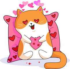 cute cat with heart