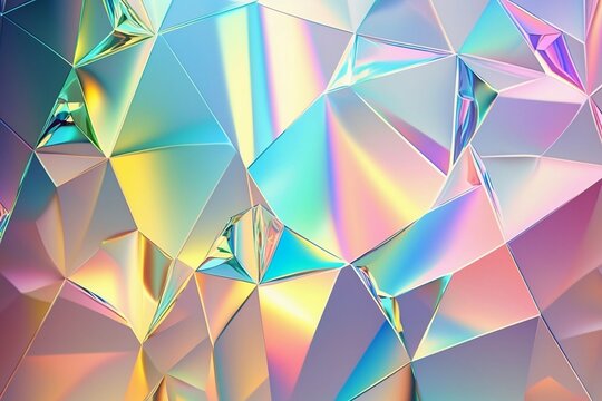 Crystal Clear: A Seamless Iridescent Rainbow Hologram Texture. Generative AI