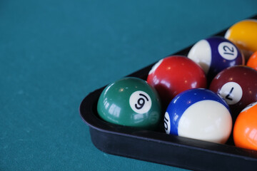 billiard balls for playing pool close up 