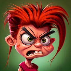 Angry cartoon girl character