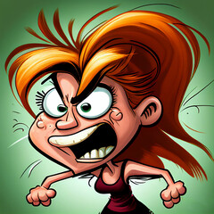 Angry cartoon girl character