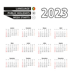 2023 calendar in Portuguese language, week starts from Sunday.