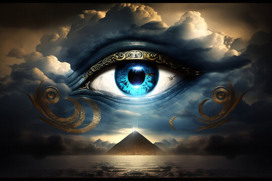 eye of horus, pyramids of egypt, eye of all, using ai