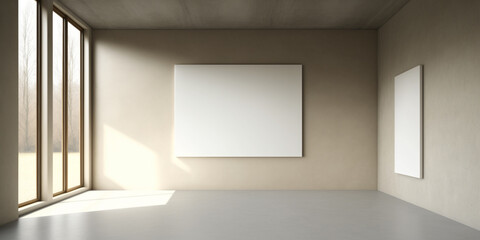 empty room with blank canvas mockup generative ai