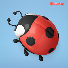 Obraz na płótnie Canvas Ladybug 3d vector cartoon icon