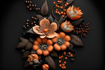 Fondo barroco flores 3d, creado con IA generativa