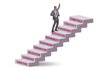 Career ladder concept with key skills