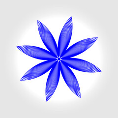 Blue flower on white background Minimal abstract symbol Circle vortex logo Geometric shape Vector illustration