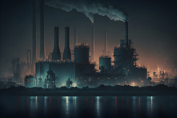 Industrial skyline by night