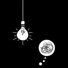 Light bulb icon and brainstorming. Concept of creativity in innovation. Vector illustration
