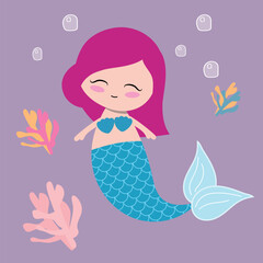 Cute mermaid character illustration