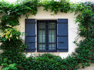 House window facade in Montmartre, Paris