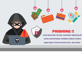 hacker man use note book computer stealing confidential data, personal information,Ransomware, malware, virus, extortion,data,lock.Vector concept Computer security and technology.