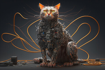 Cyborg Cat: Power and Technology Combined Ai