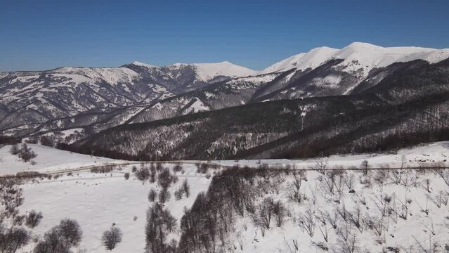 Old Mountain Balkan Stara Planina Babin Zub tourist resort in winter day covered with snow