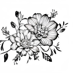 flower black and white background Generative AI