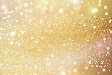 Generative AI illustration of a glittery gold bokeh background