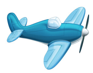 cartoon traditional plane with propeller flying illustration for children