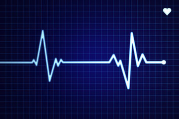Naklejka premium Electrocardiogram on a blue grid screen