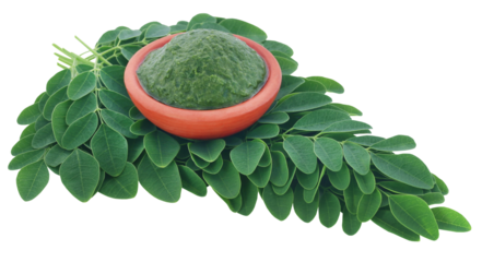 Edible moringa leaves with ground paste