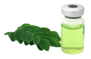 Moringa leaves with extract in a vial