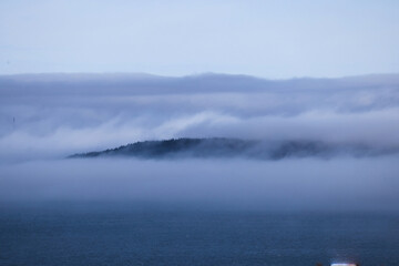 Morning fog on the ocean