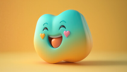 Cute 3D Colored tooth with Generative AI