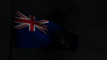 Animation Seamless Looping National Flag at Night  -The British Virgin Islands