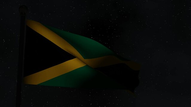 Animation Seamless Looping National Flag at Night  -Jamaica