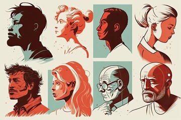 set of faces