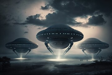 Unidentified Flying Object, UFO. Alien world. Exoplanet Generated AI