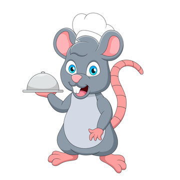 Cute mouse chef cartoon illustration