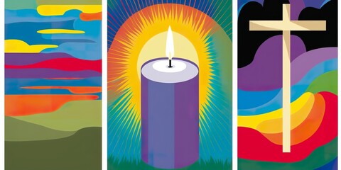 Candle light religious candle prayer gospel god faith creation heaven prayer poster template church hymns
template sunday service joy birthday easter spiritual digital painting
generative, ai, art  