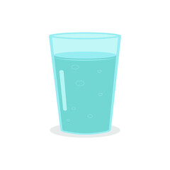A glass of clean fresh drinking water. Vector illustration on a white background. Flat.