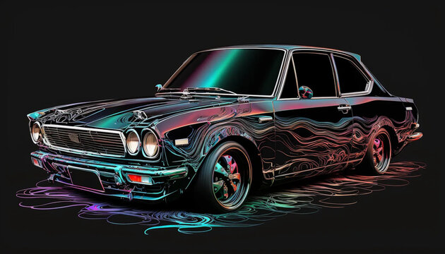 Iridescent Car, Classic Car, Generative AI