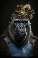 Gorilla with crown, Generative AI