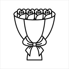 Rose icon. Flower symbol. Plant pictogram, flat vector sign isolated on white background.