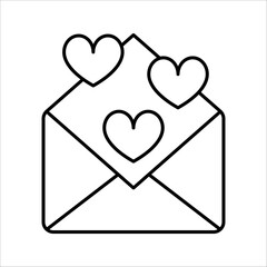 valentine day card envelope with heart line icon. vector illustration on white background