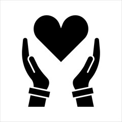 heart and hand icon care save symbol. vector illustration on white background