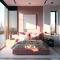 Bedroom interior design pink decor