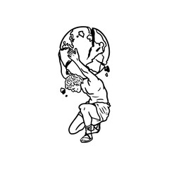 vector illustration of a man carrying a globe