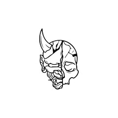 vector illustration of samurai with concept skull