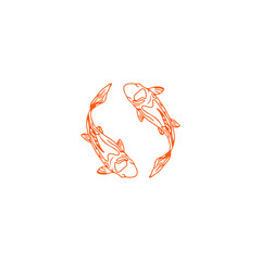 vector illustration of two orange fish