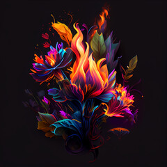 colorful neon flowers background