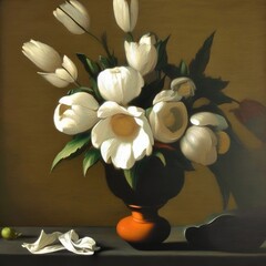 still life with white orchid