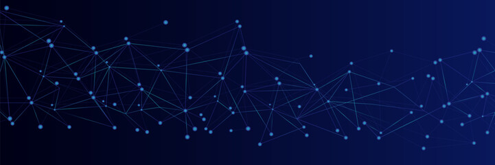 Blue network. Abstract connection on gradient background. 3D Network technology background with dots and lines for desktop. Ai system background. Abstract concept. Line background, network technology