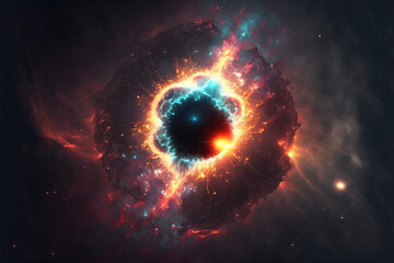 Obraz na płótnie Canvas Beautiful view of a supernova in the vastness of a distant galaxy AI